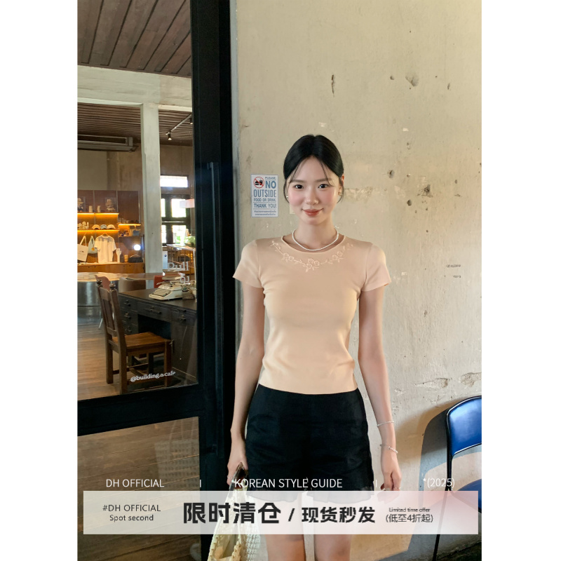 清 DH OFFICIAL 大花【黑白画报 shorts】气质显瘦修身春夏亚麻短裤