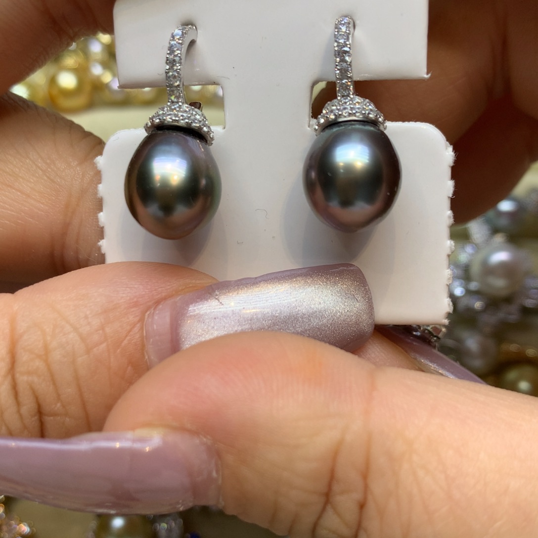 银S925镶嵌耳饰海水珍珠