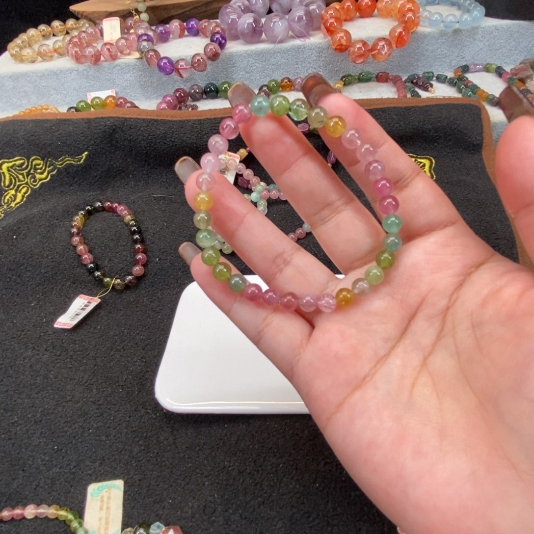 ****猫未镶嵌碧玺手链手串