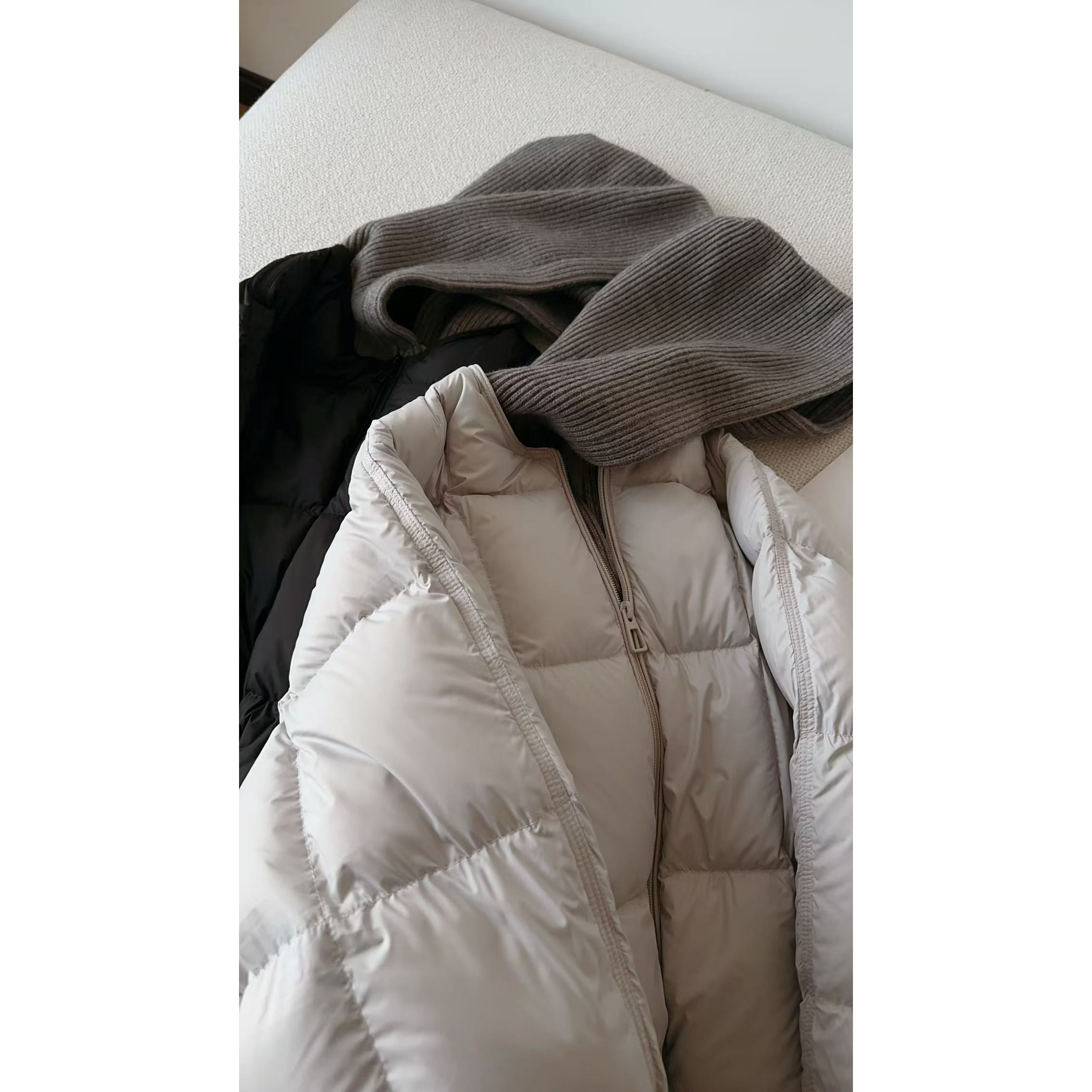 GRACE GARDEN【海绵宝宝！】假两件针织帽拼接羽绒服YRF5L1604