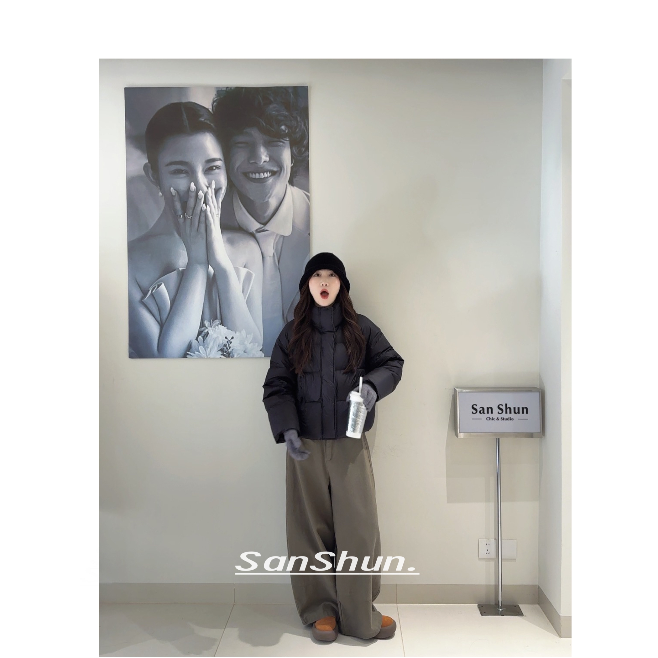 Sanshun-(方格简韩）-冬季保暖新款加厚90羽绒服时尚休闲短款