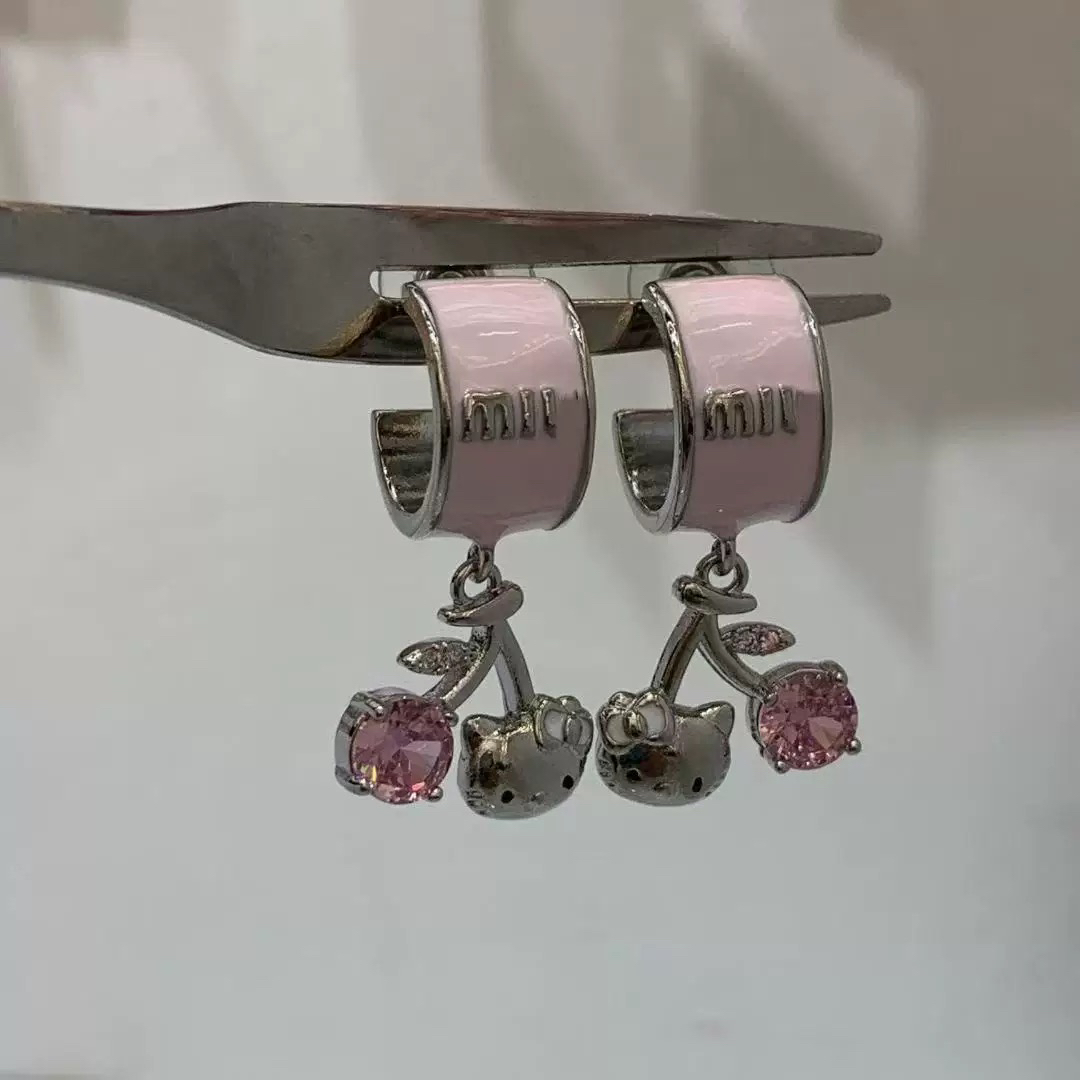 铁合金仿珍珠耳饰 可爱卡通合集耳环甜美可爱耳钉重工kt猫耳饰女