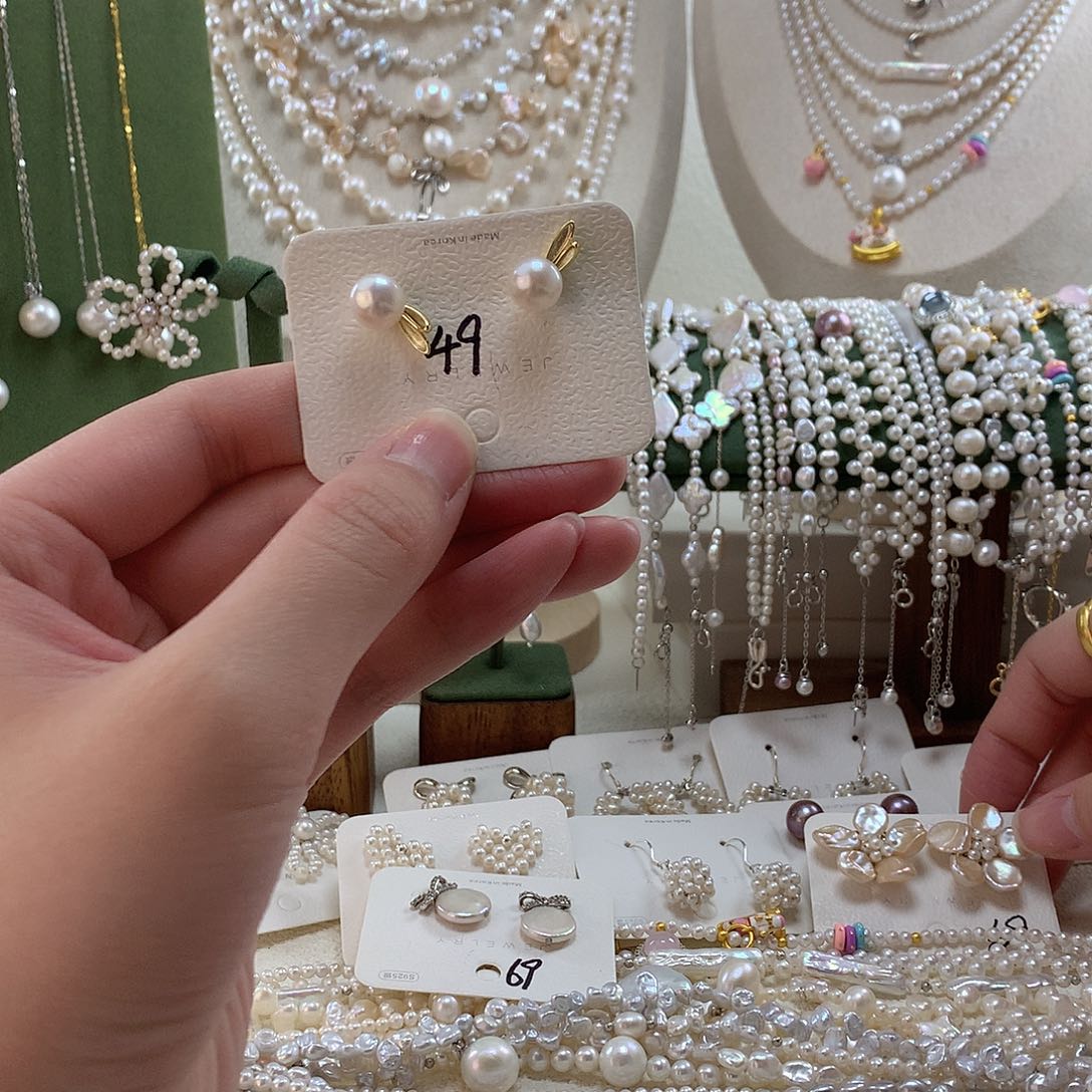 淡水珍珠耳饰银S925镶嵌