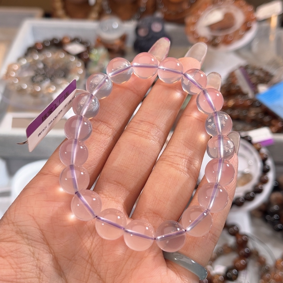 挽***未镶嵌水晶手链粉水晶10m