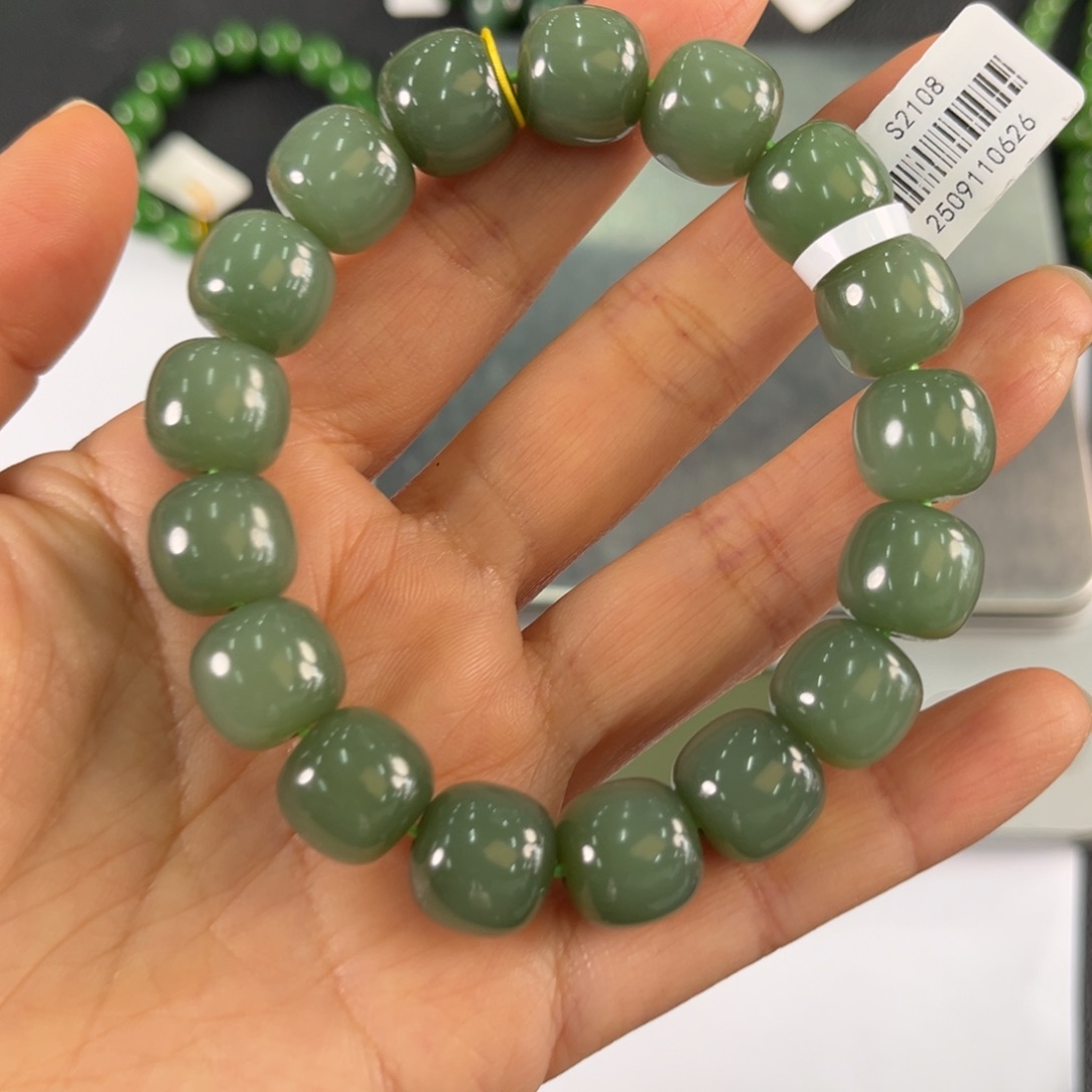 和田玉未镶嵌手链粉青手串