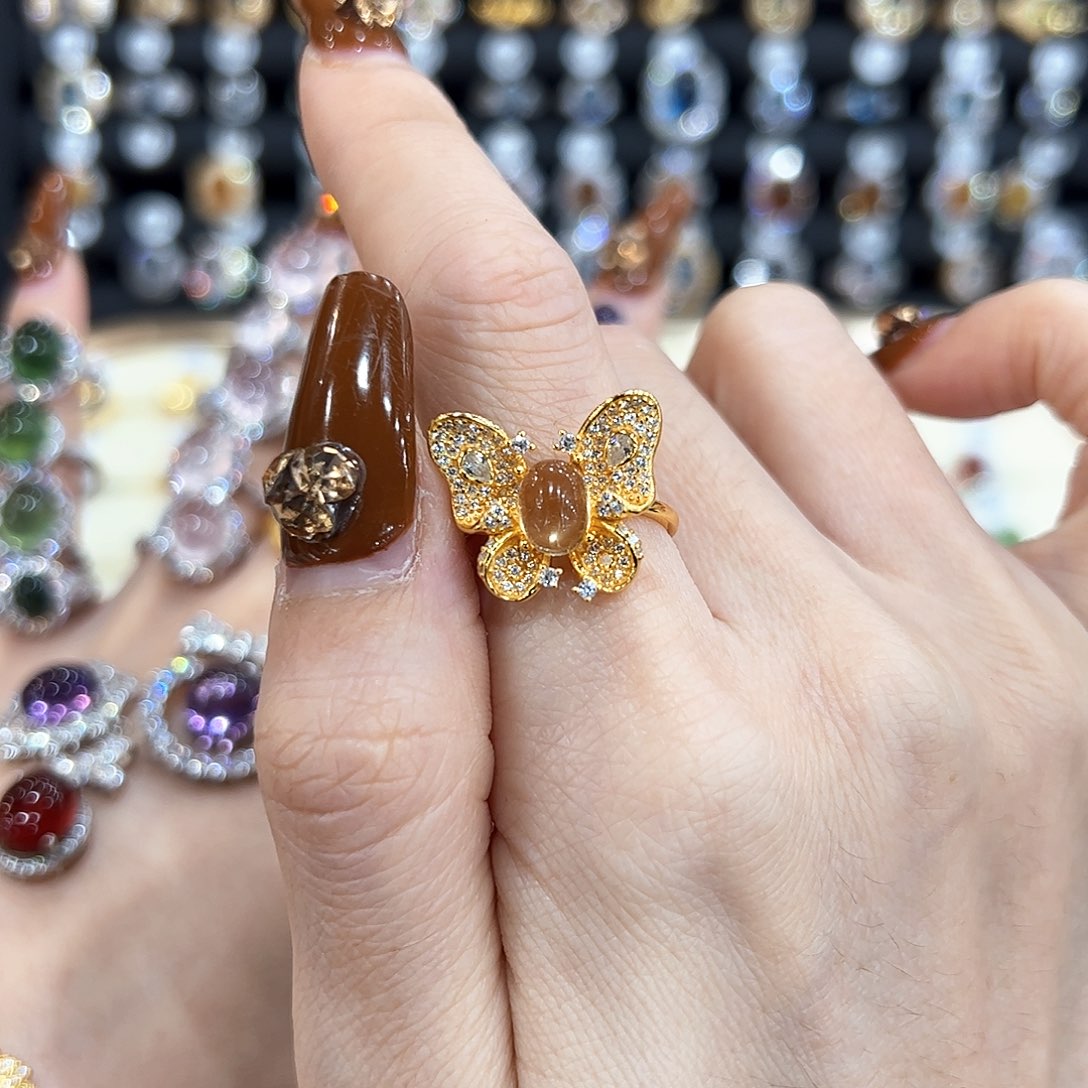 水晶金色拖不保色介意慎拍银托不掉色银S925镶嵌N****＠