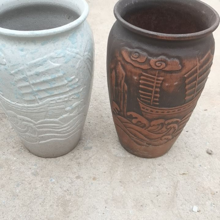 红陶口15高26两个盆