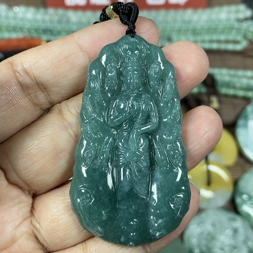 【闪购商品】翡翠颈饰未镶嵌玉吊坠翡翠玉双面鼠守护神千手观音
