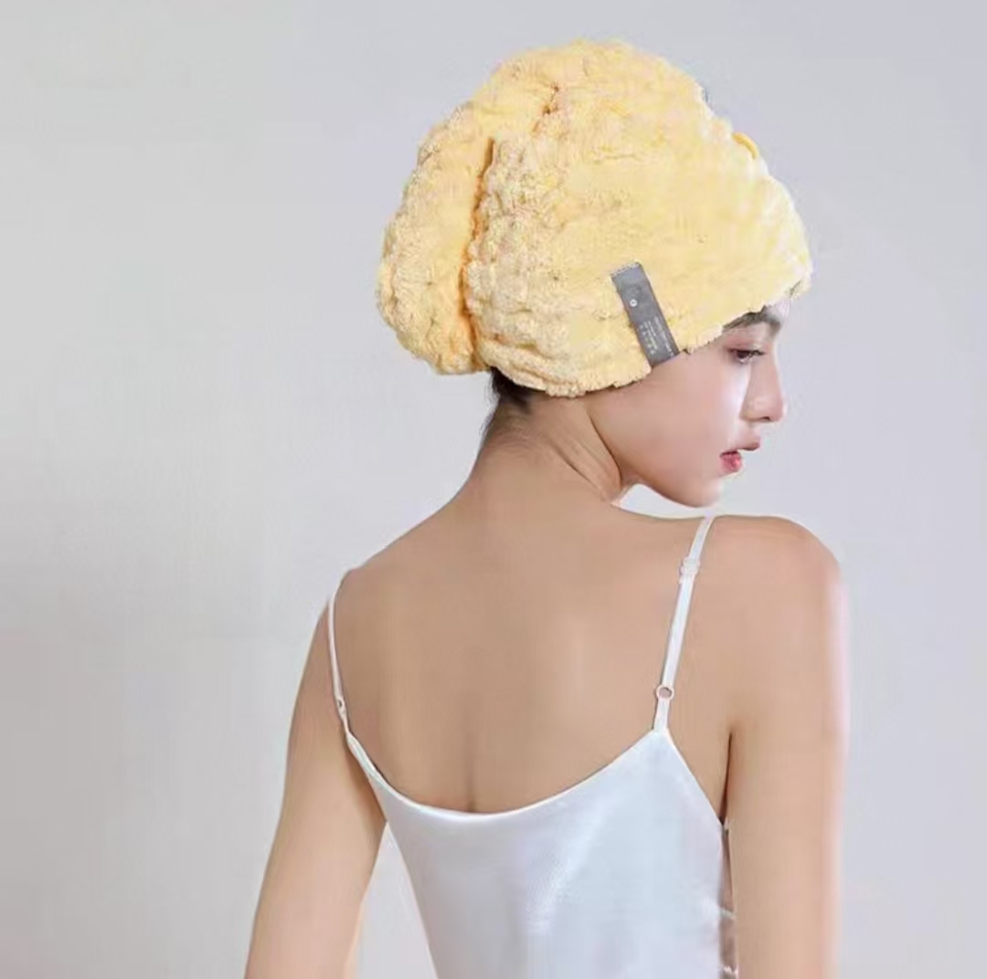 【J】5A级云朵绒干发帽（黄色）