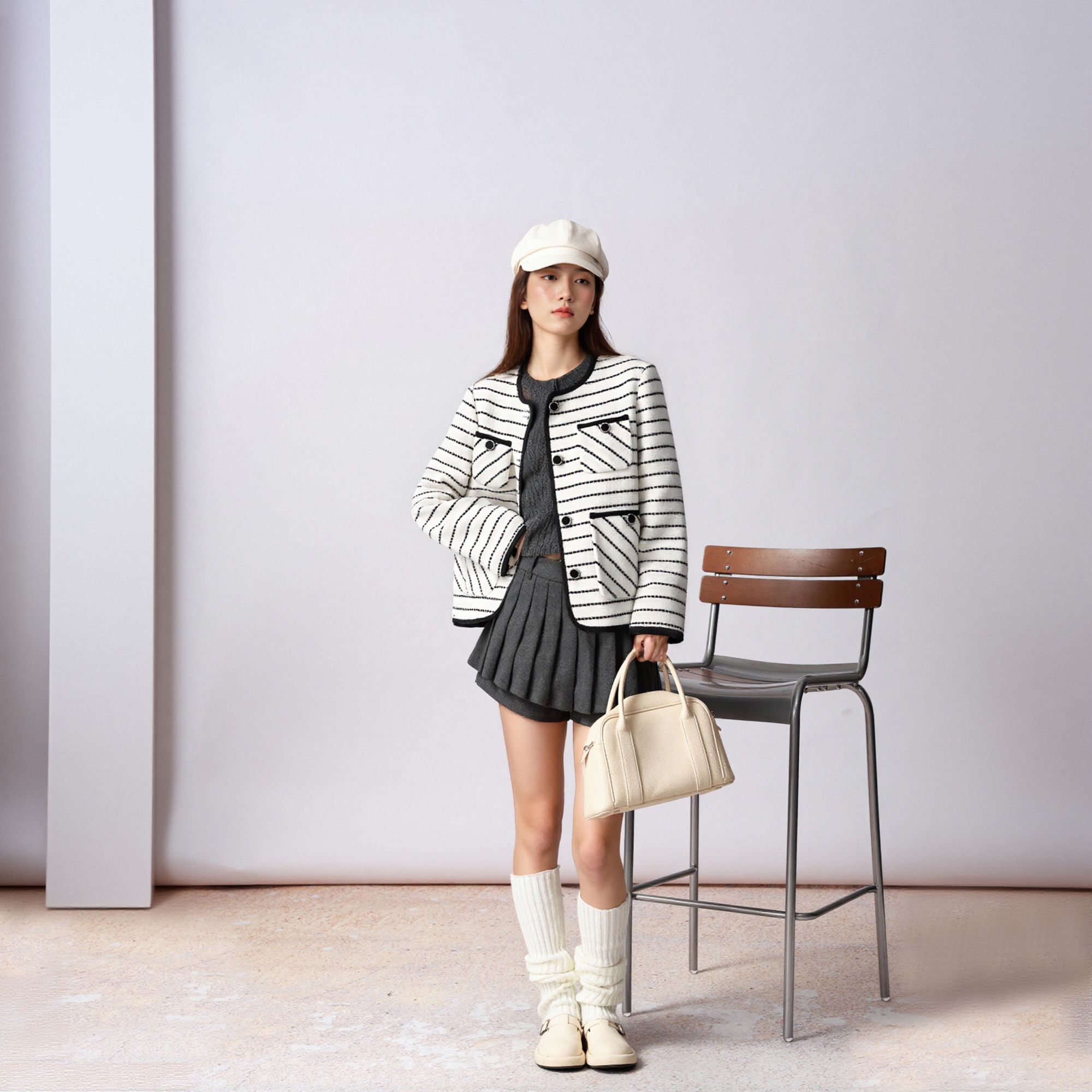 【专场PO价】西町村屋秋冬简约小香风羊毛大衣TD7209411