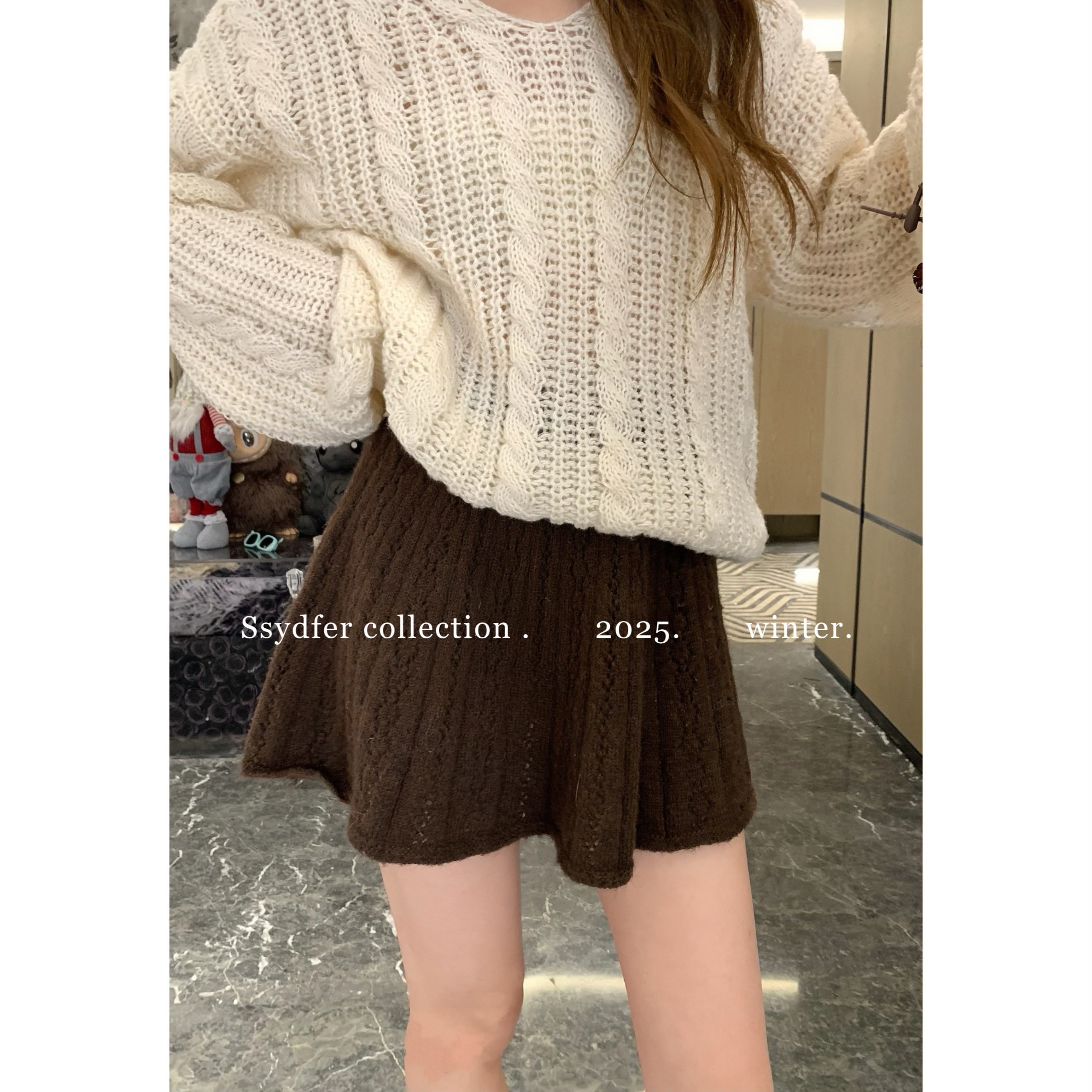 SSYDFER【浪漫之约】羊毛混纺针织裙时尚百搭设计感小众