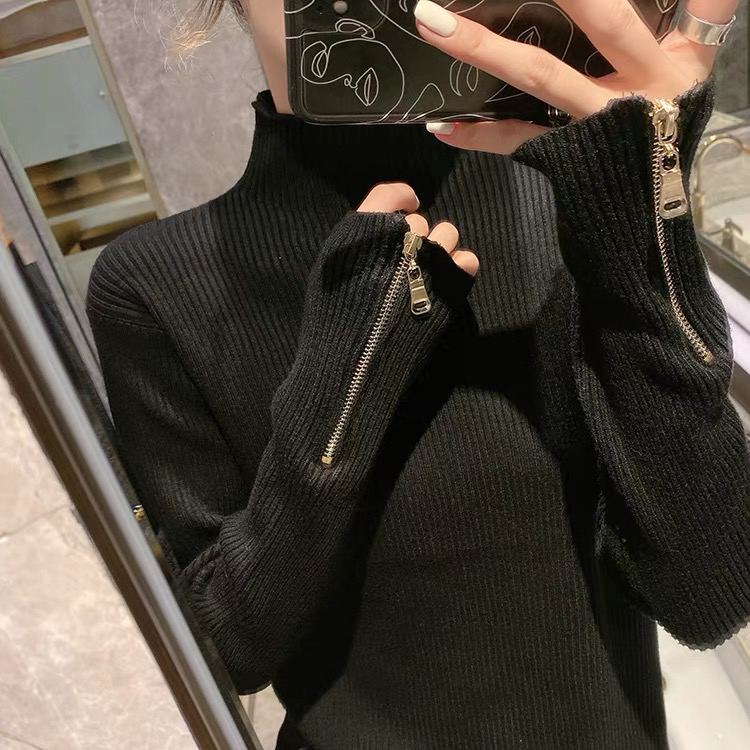 M801-900韩系慵懒风纯色针织上衣搭条纹针织