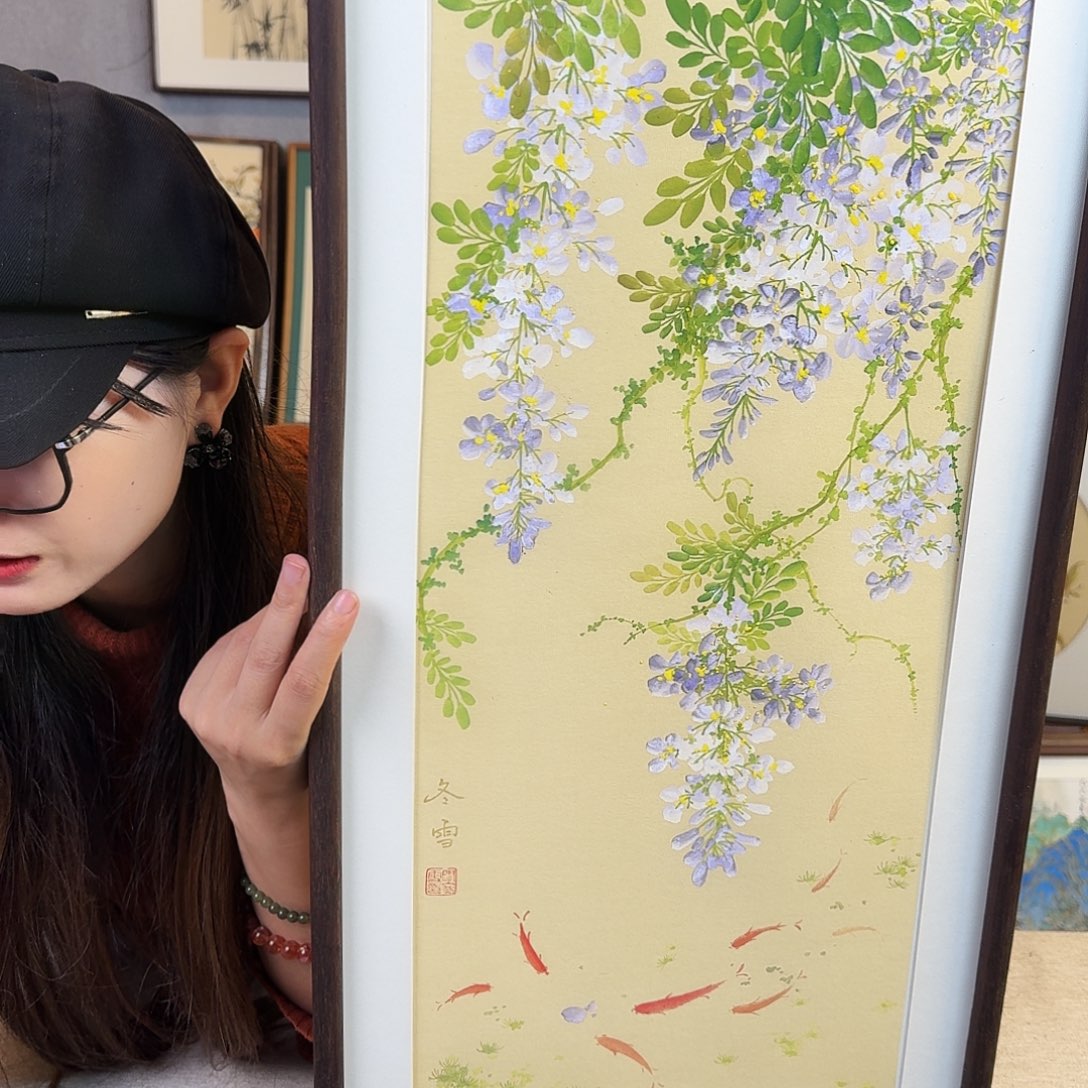 国画手绘带框尺寸： 36*69
