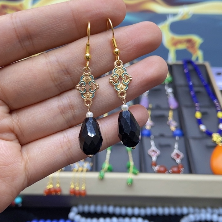 玛瑙/玉髓耳钉银S925镶嵌115