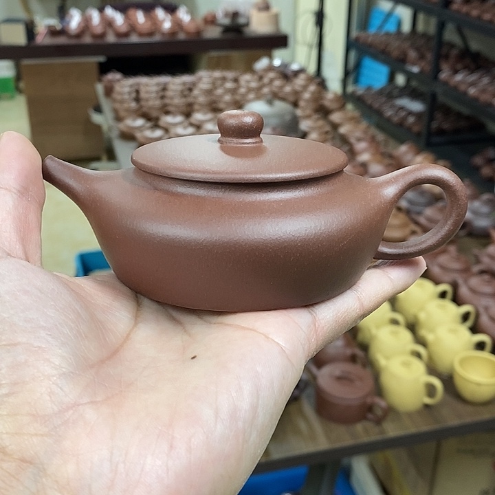 紫砂茶杯扁承老紫泥