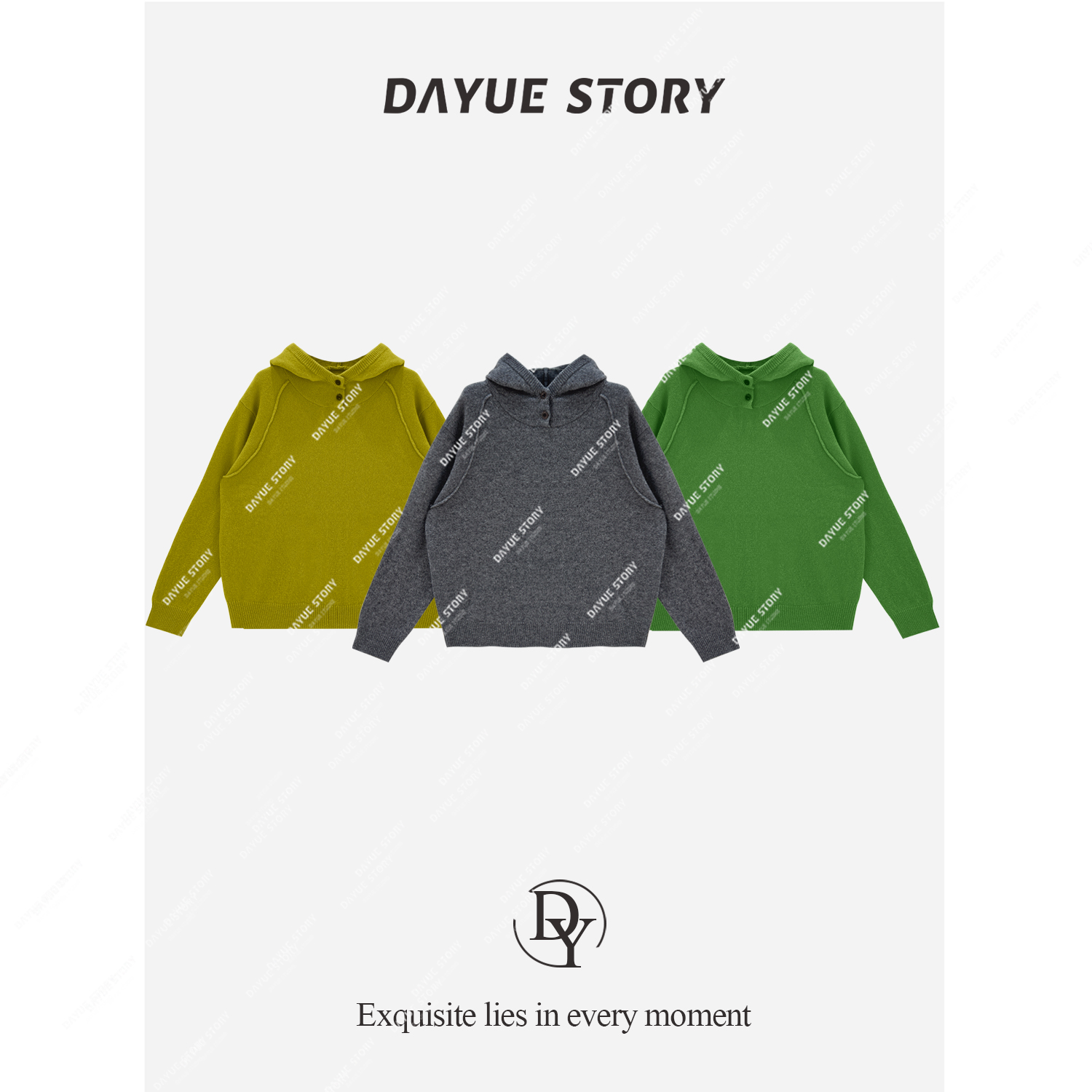 DAYUE【普拉多】重工~髙支保暖厚实100羊毛针织连帽毛衣（会起球）