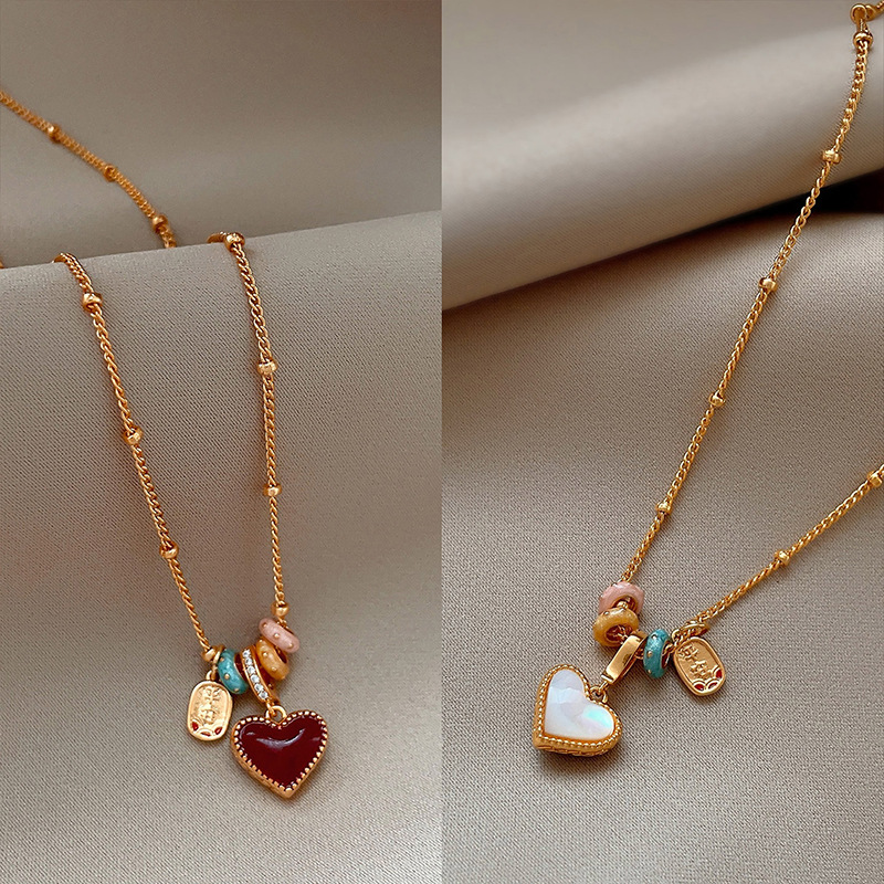 纯铜项链 18k真金电镀滴油时尚简约百搭爱心项链