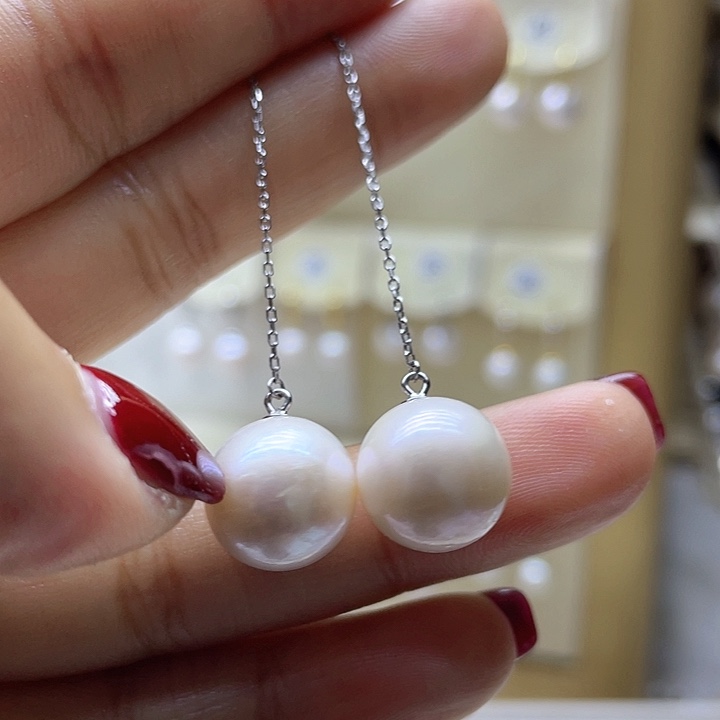 淡水珍珠耳饰银S925镶嵌