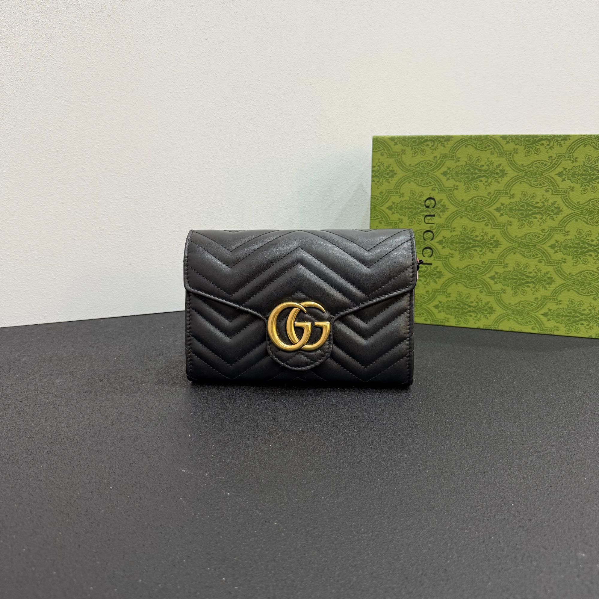 99新 GUCCI/古驰 壹所奢品/马蒙woc黑金/单肩斜挎包