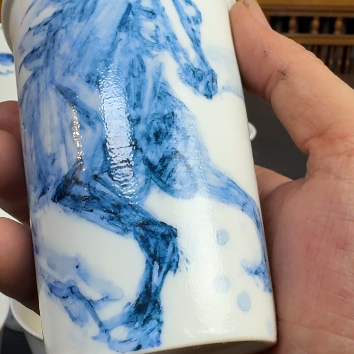 周老手作青花杯少印章