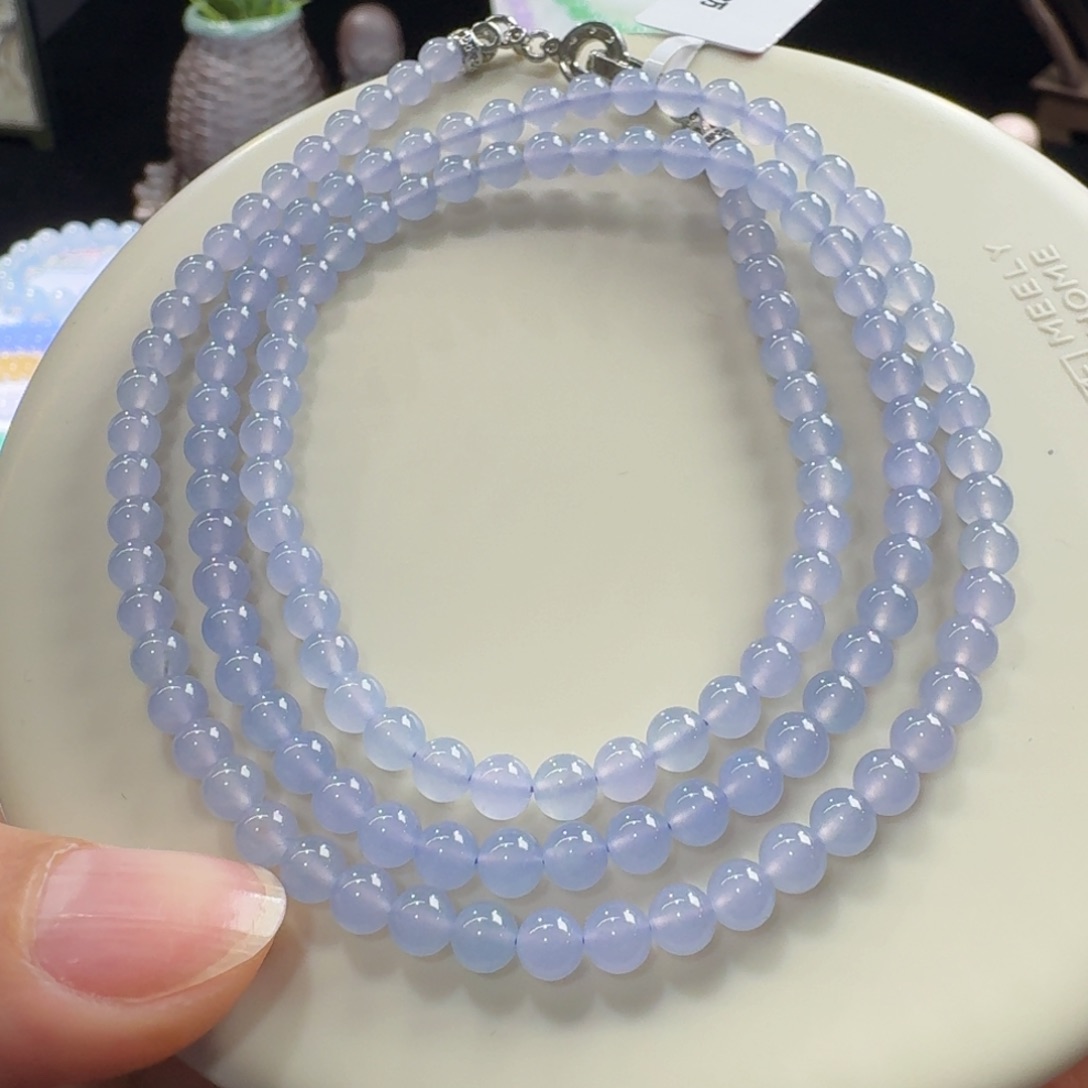 未镶嵌手链翡翠小高冰冰紫长串4.6mm