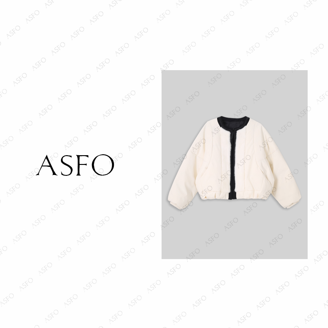 【AS白夜行】25新撞色拼接水貂毛保暖百搭90白鹅绒服AS2YRF05361