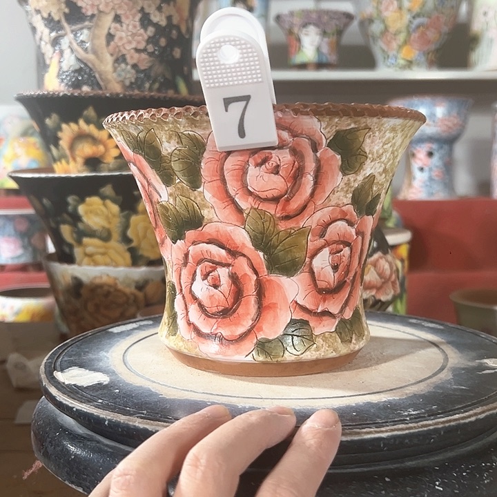 景德镇手绘花盆 满38包邮