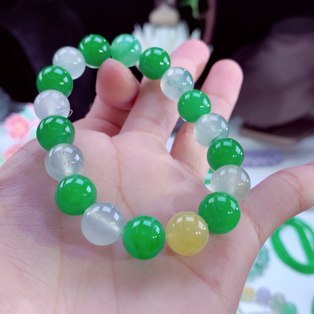 翡翠手链未镶嵌卡11+mm