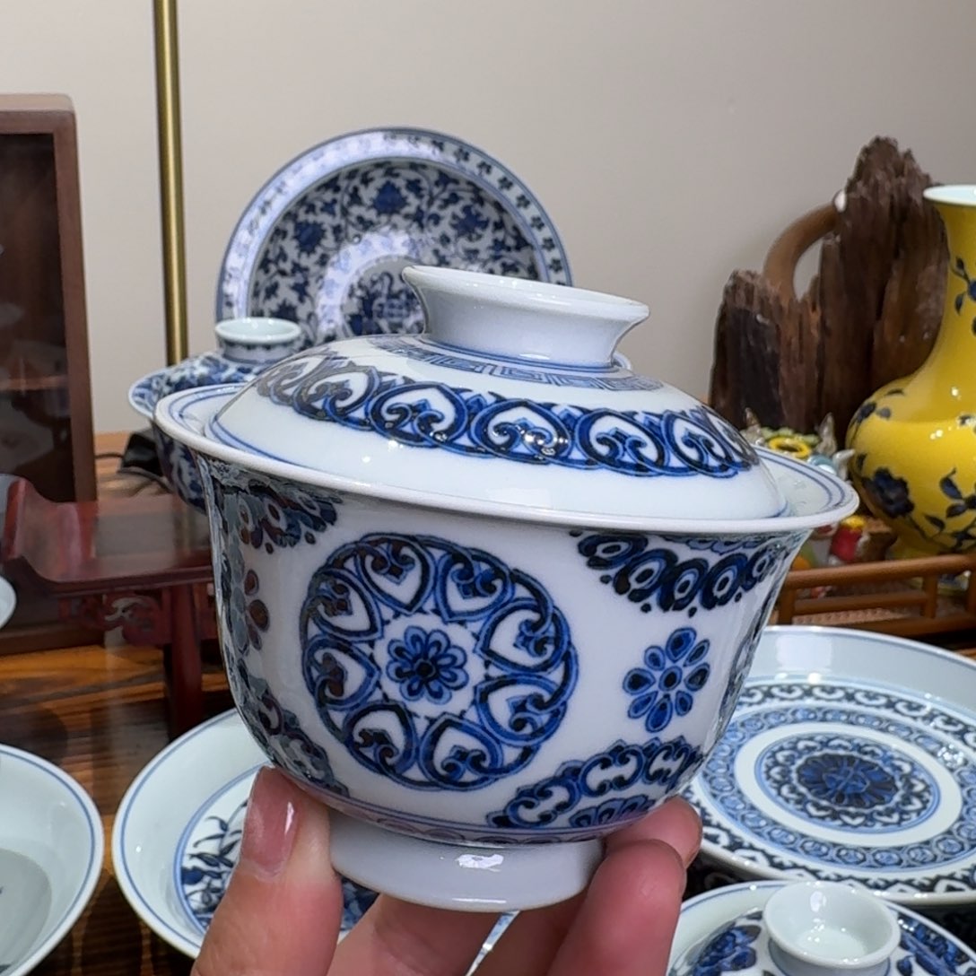 摆件景德镇雯华堂盖碗