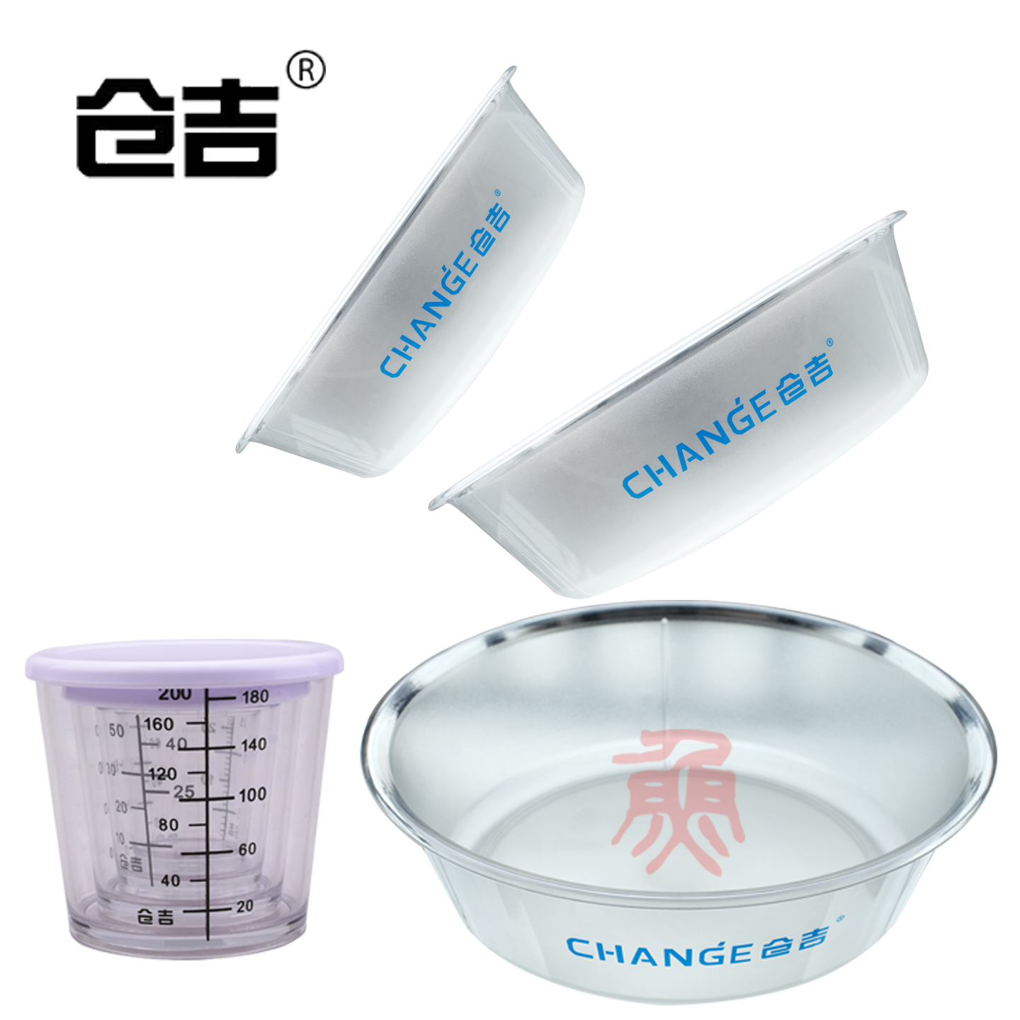 仓吉开饵盆透明饵料盆 散炮盆 刻度量杯量杯带刻度塑料加厚耐高温