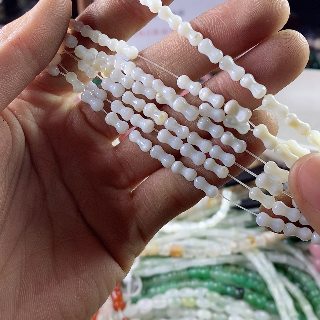 玛瑙/玉髓珠宝半成品合金一条天然4×8贝壳花生A206