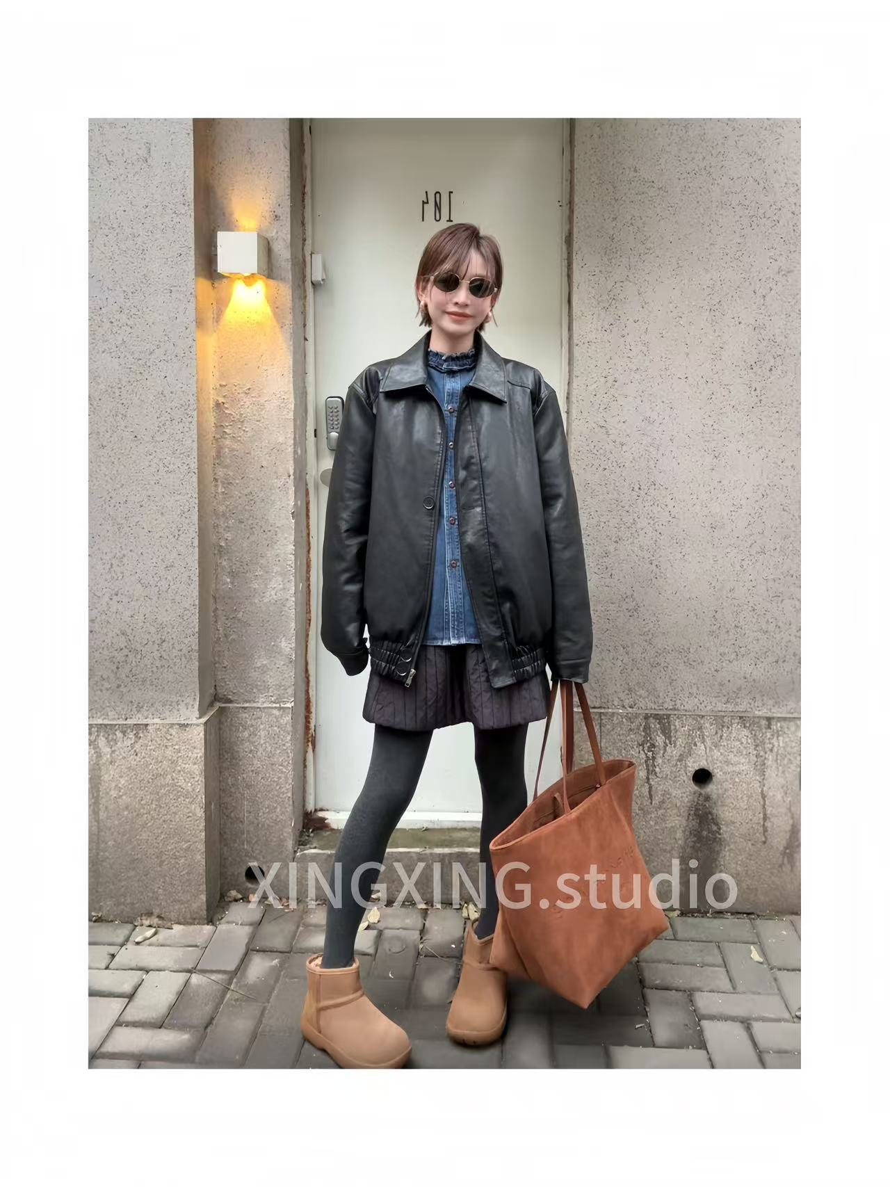 X.x.新款小众设计时尚羽绒加厚上衣休闲百搭皮衣羽绒外套女1629