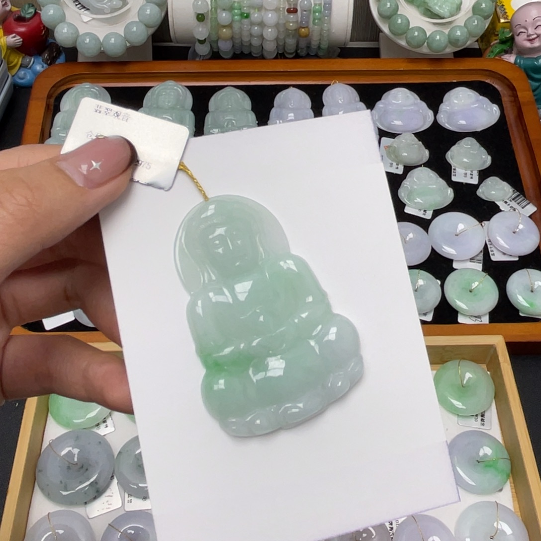 翡翠未镶嵌吊坠(不含链)观音