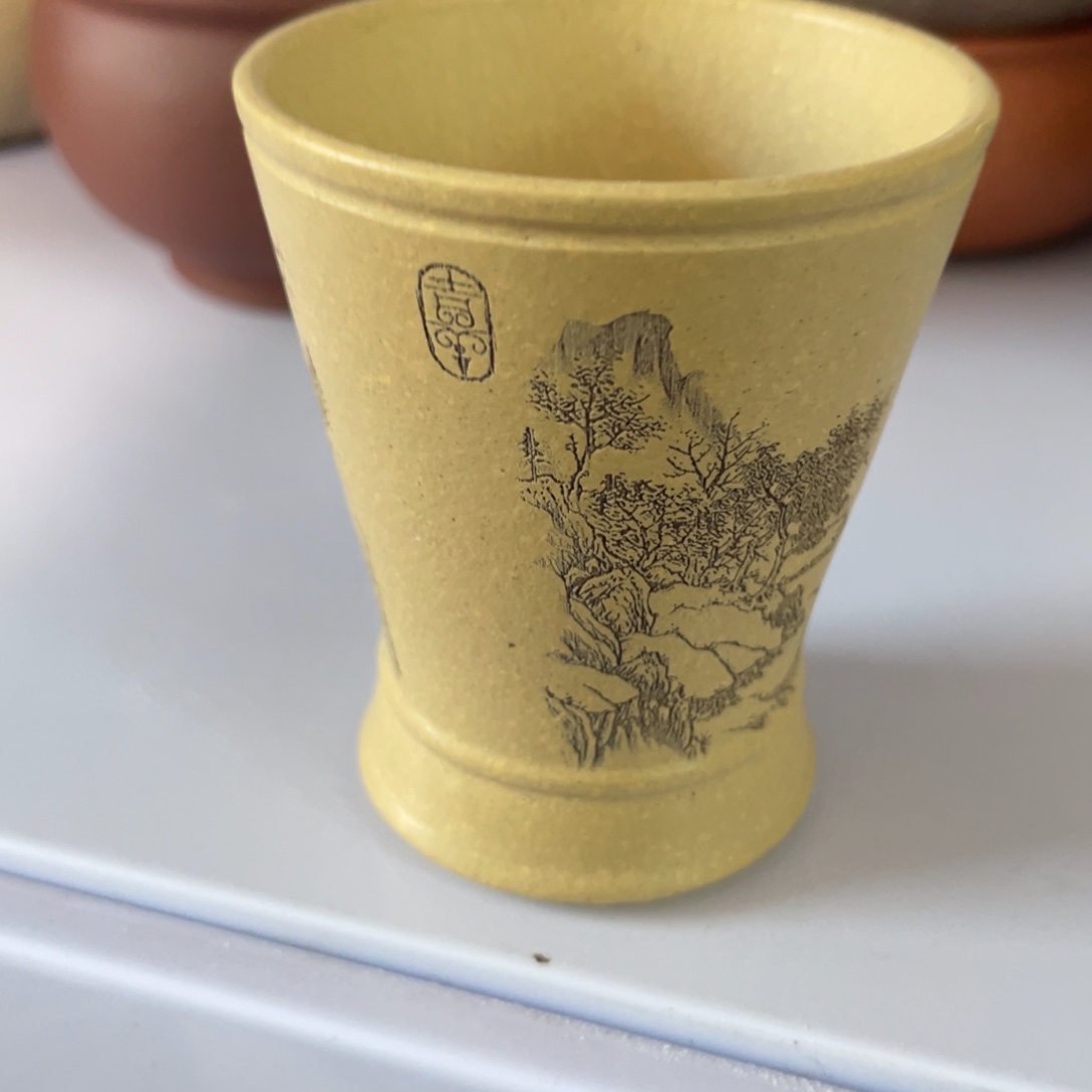 紫砂茶杯原矿绿泥客杯