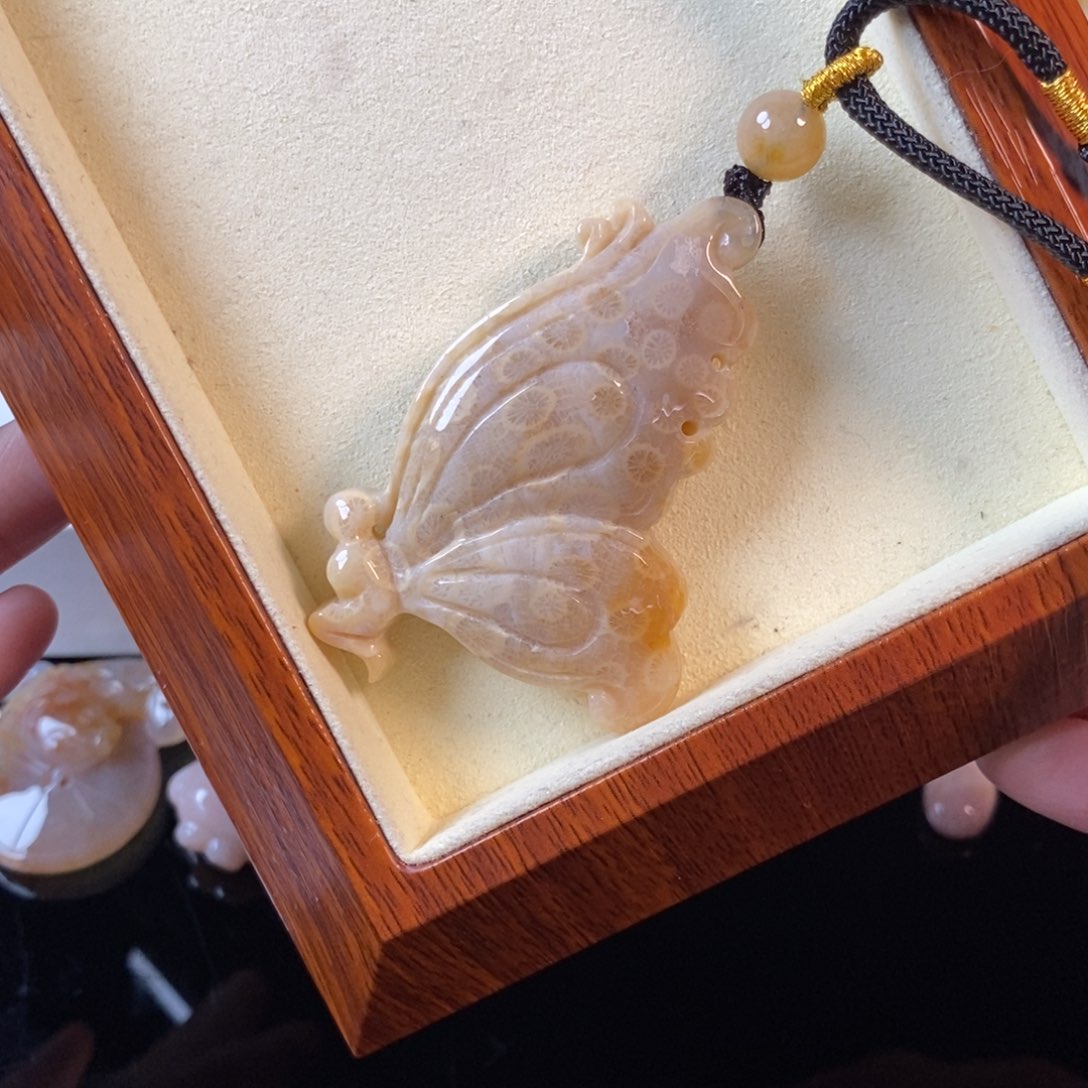 硅化珊瑚（珊瑚玉）未镶嵌颈饰66