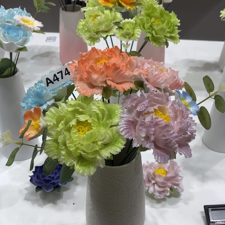 陶瓷手捏花A474带花瓶