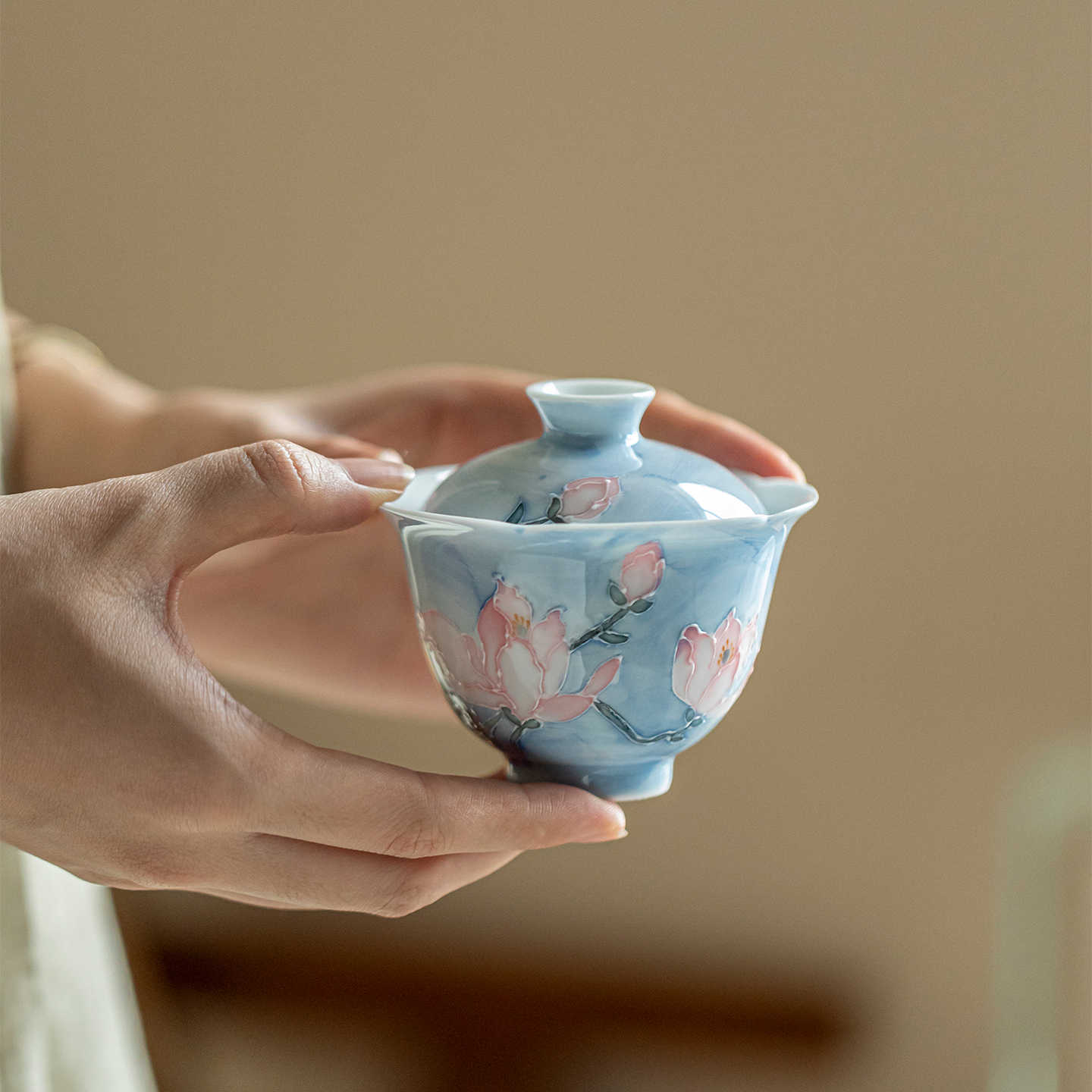 墨己有田烧雾漫玉兰茶具系列合集家用茶壶盖碗壶承茶杯釉下彩兰花