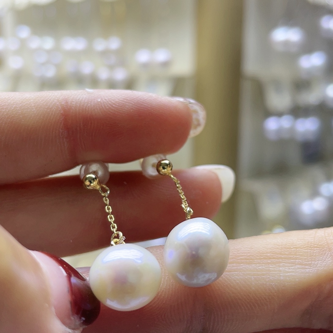 淡水珍珠耳饰银S925镶嵌