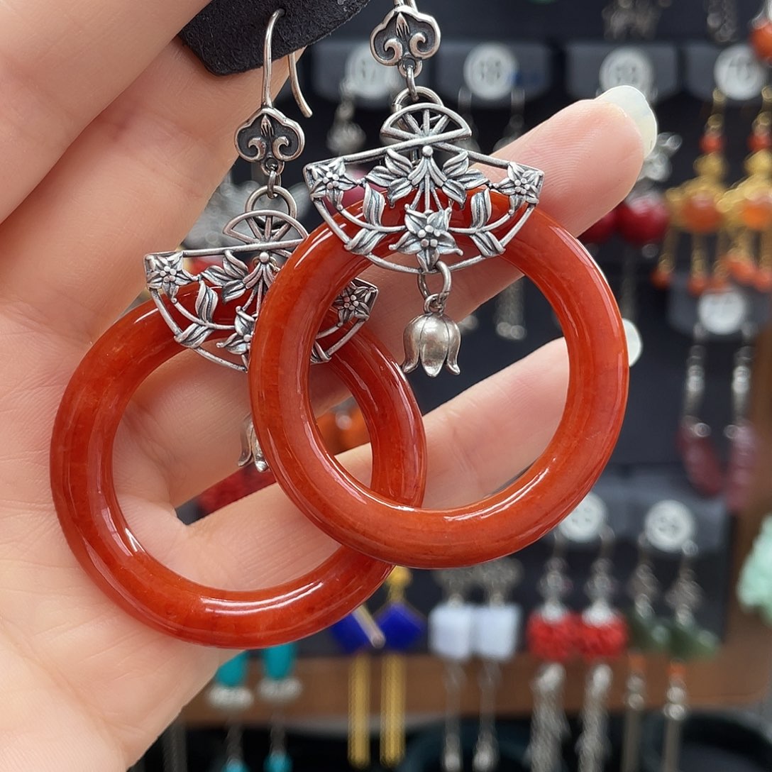 翡翠银S925镶嵌耳饰五**?149hhnbbh