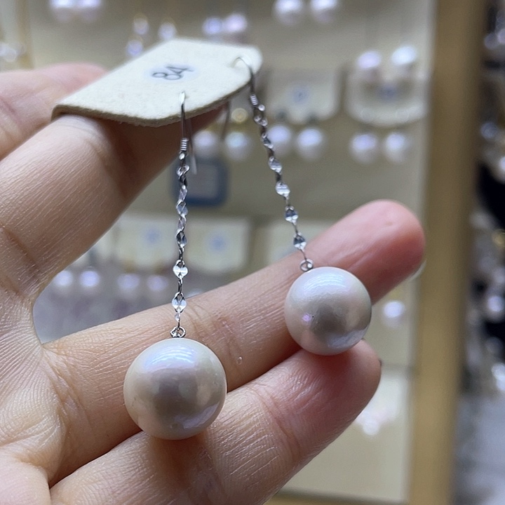 淡水珍珠耳饰银S925镶嵌