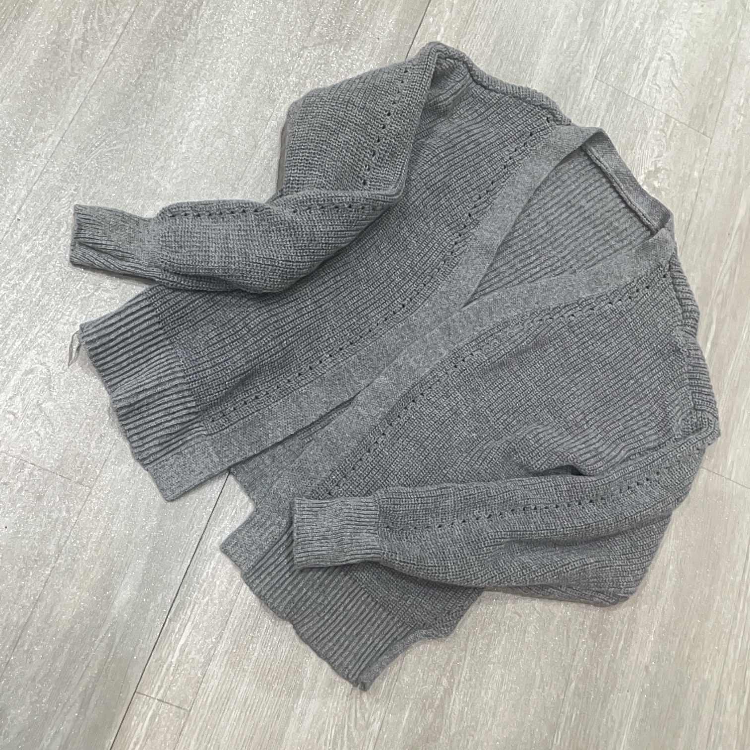 时尚网孔镂空设计修身款秋冬长袖针织外套-果梓1055