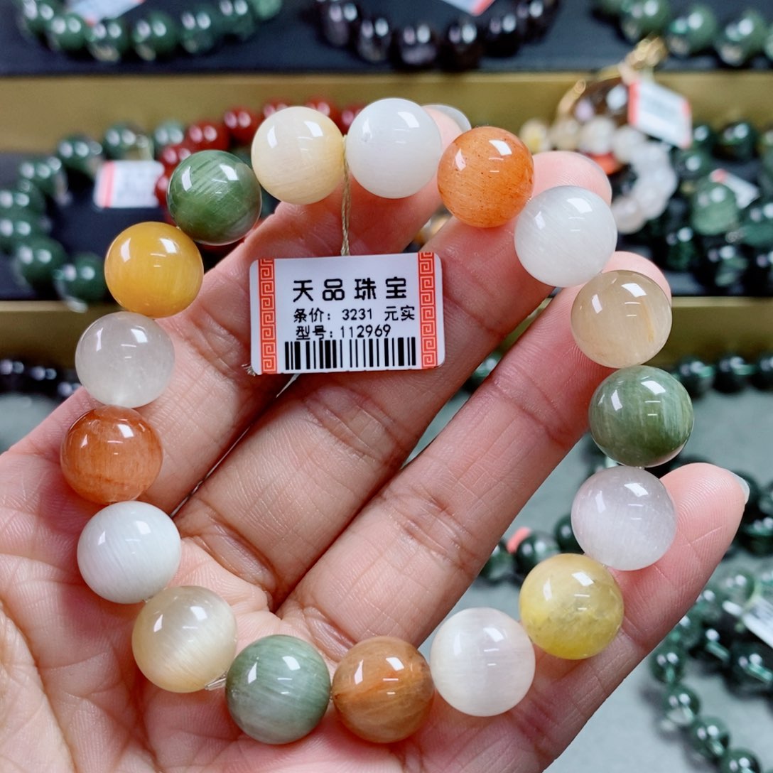 水晶手链未镶嵌清*彩兔毛手链112969