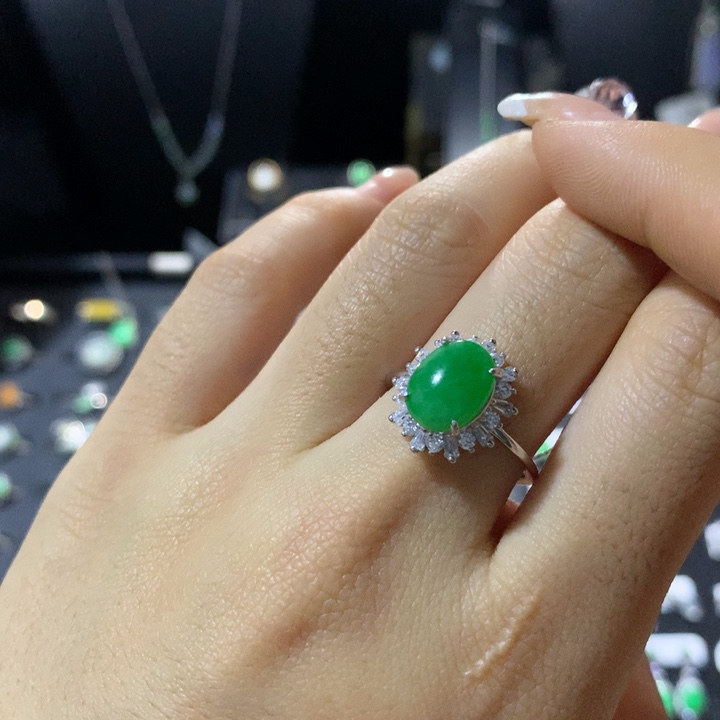 翡翠银S925镶嵌戒指