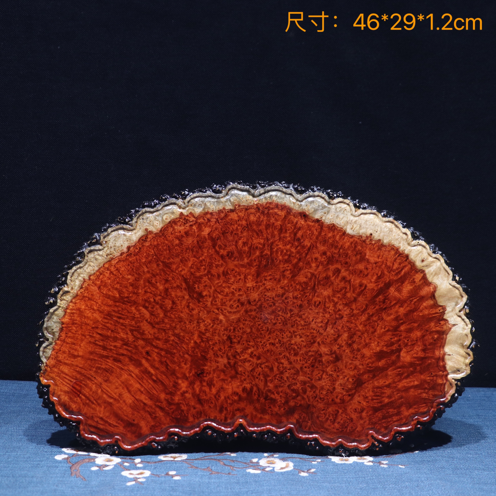 缅甸花梨干泡台茶盘瘿木瘤疤手工雕刻茶具茶道壶承杯垫托盘-059号