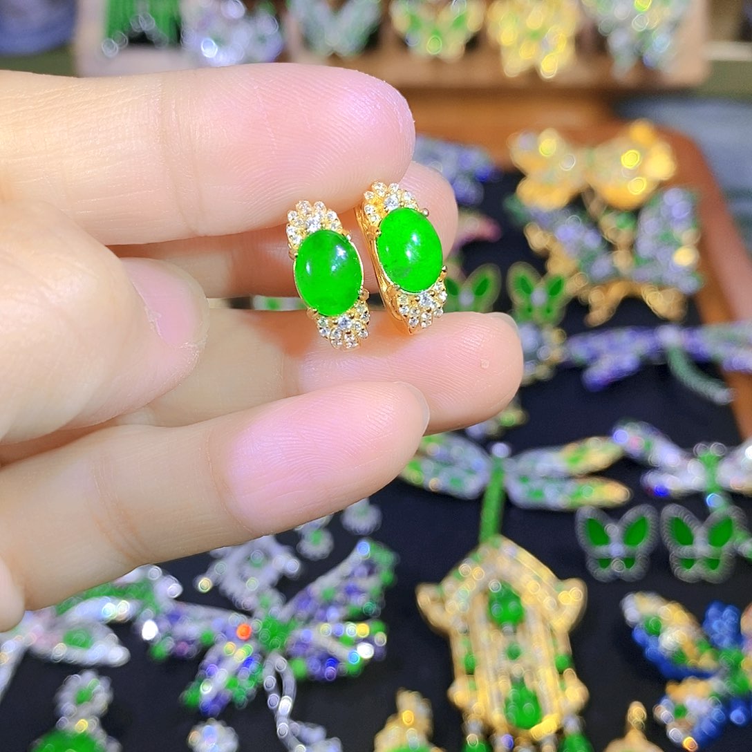 吊坠(不含链)银S925镶嵌翡翠