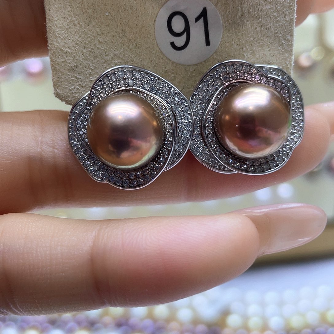 淡水珍珠耳饰银S925镶嵌