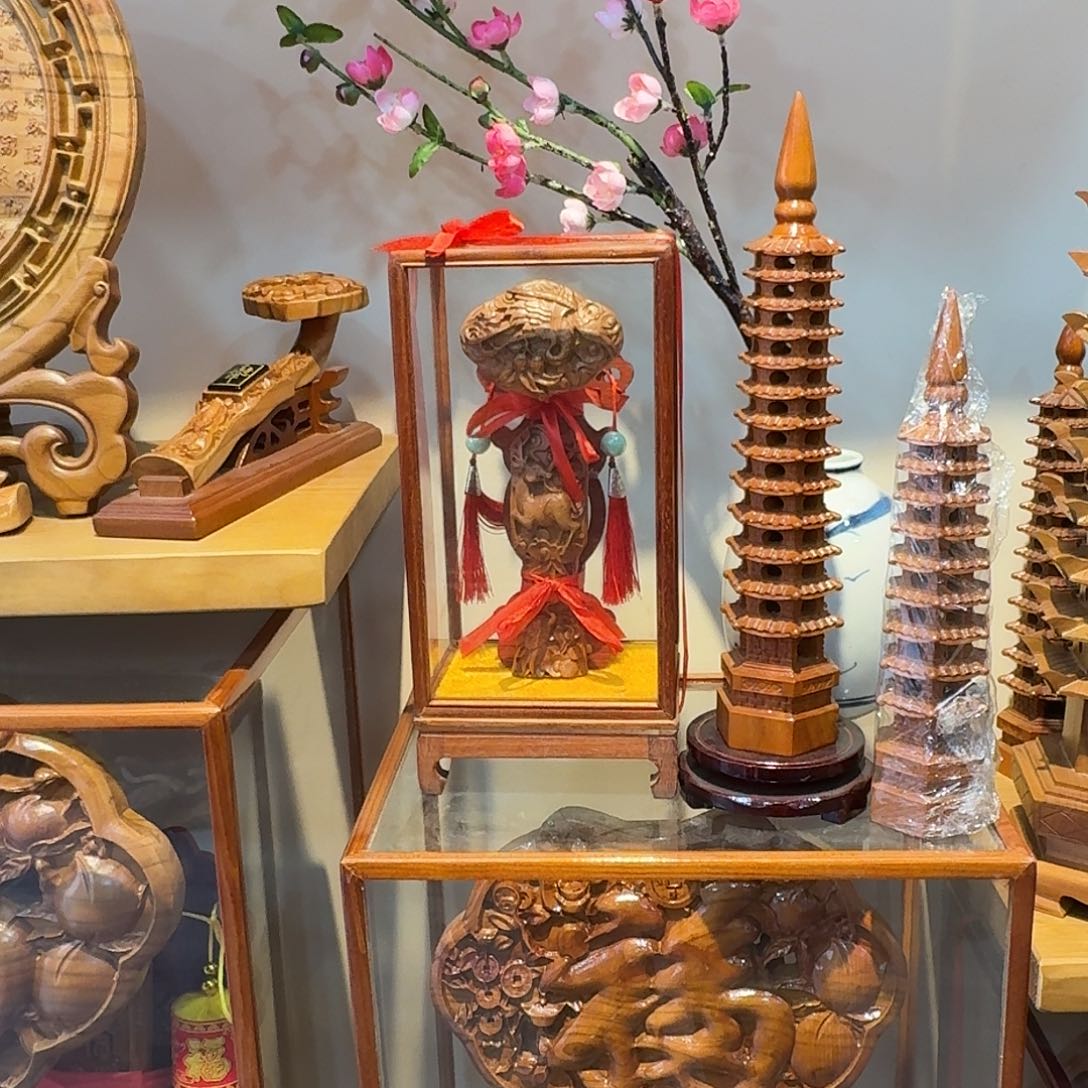 桃木总高30如意20花开富贵福字如意