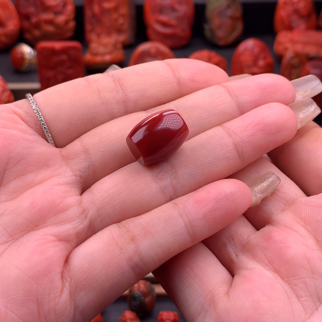 南红玛瑙南红川料高品原矿筒珠12.5mm未镶嵌