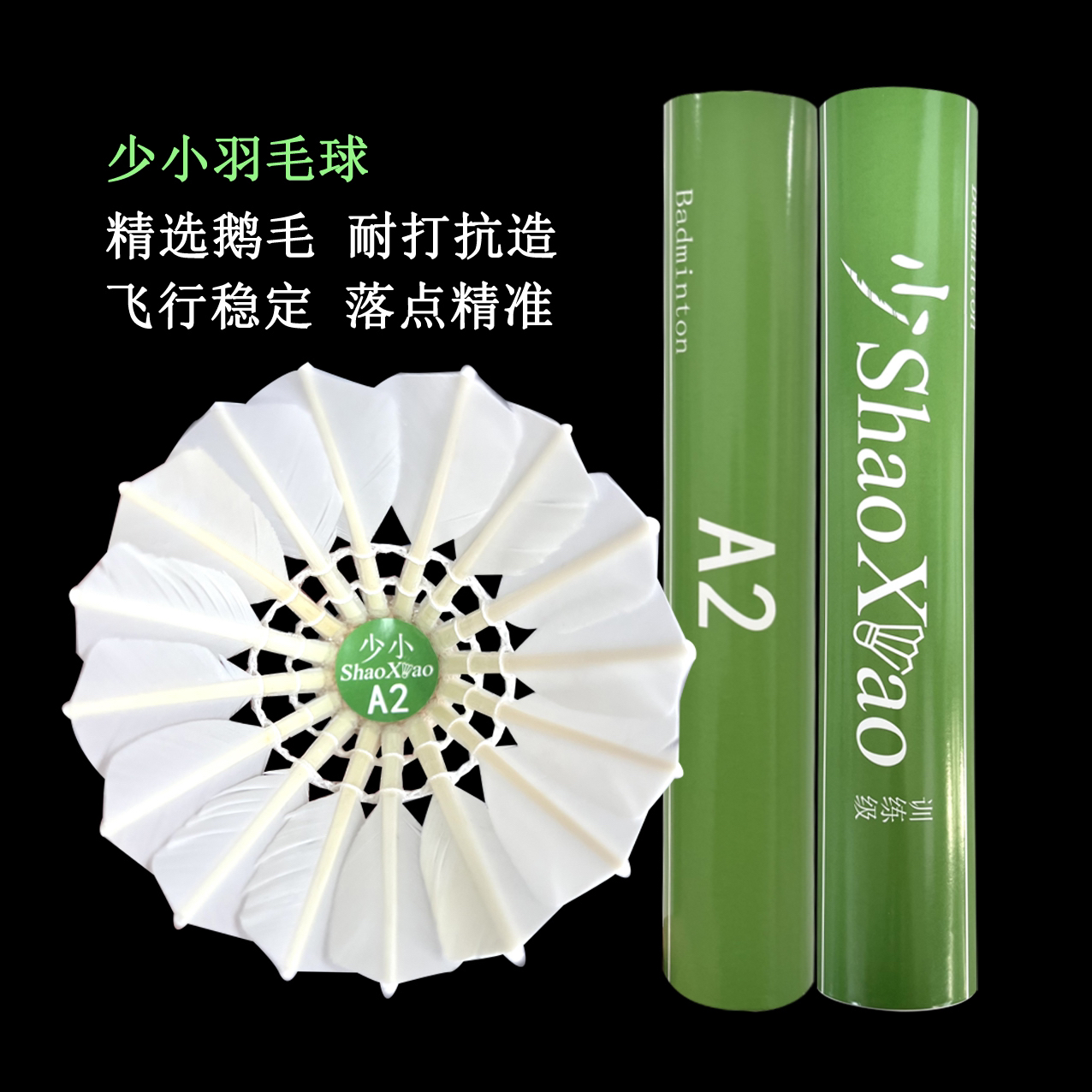 少小A2羽毛球精选鹅毛飞行拉直训练羽毛球耐打飞行稳定口粮球12颗