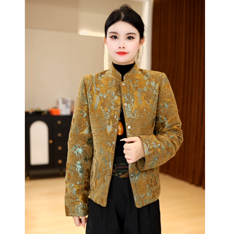 【双面双穿】金丝刺绣超级华丽的冬季新款重工立体刺绣加厚棉服外套